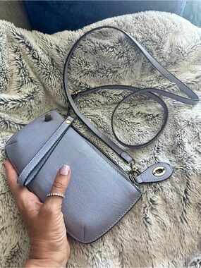 Joy Susan Periwinkle Blue 100% Vegan Leather 3-way Crossbody/Wrislet/Clutch  Bag